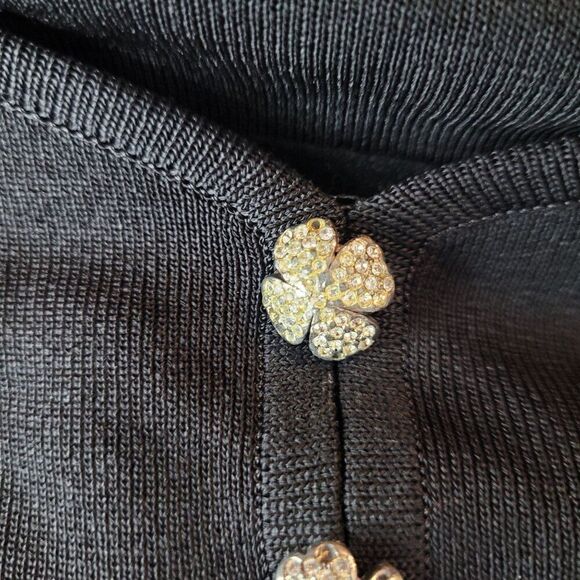 Vintage 80s Misook Black Knit Maxi Dress Rhinestone Buttons XL Modest Lagenlook - Picture 7 of 13